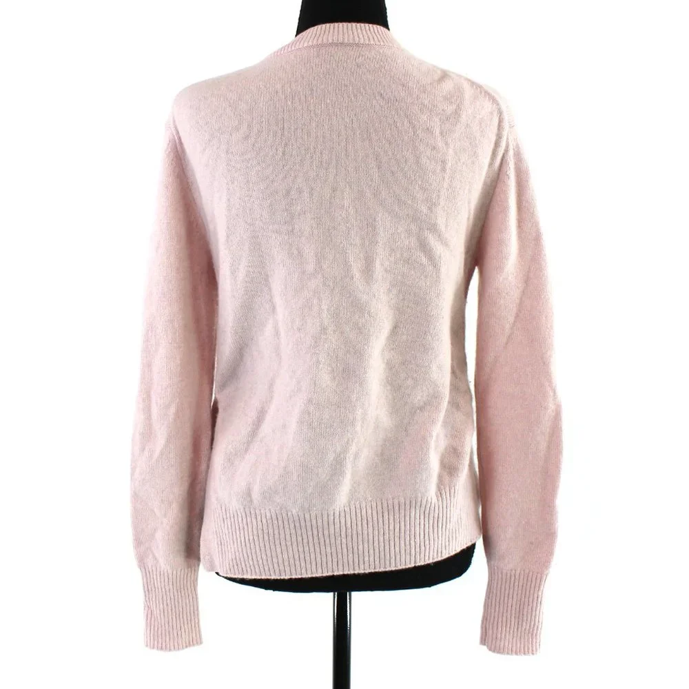 Vince Asymmetrical Pink Cashmere Side Slit Hemline Sweater XS Crewneck Pullover